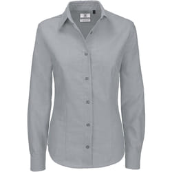 B&C Ladies Oxford Long Sleeve Shirt / Ladies Shirts & Blouses - 6XL, Silver Moon