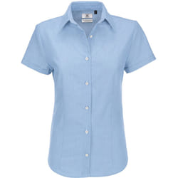 B&C Ladies Oxford Short Sleeve Shirt / Ladies Shirts - M, Blue Chip