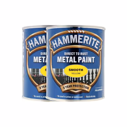Twin Pack of Hammerite Smooth Yellow Metal Paint 2.5L