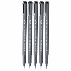 Staedtler 0.5 mm Pigment Liner Fineliner Sketching Drawing Drafting Pens Pack of 5