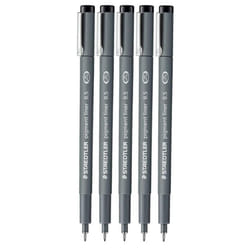 Staedtler 0.5 mm Pigment Liner Fineliner Sketching Drawing Drafting Pens Pack of 5