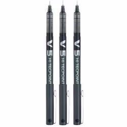 Pilot BX V5 Black Hi-Tecpoint Extra Fine Rollerball Pen 0.5mm Nib Tip 0.3mm Line Width Pack of 3