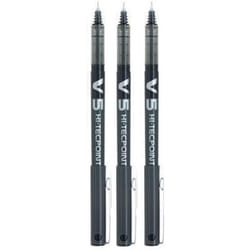 Pilot BX V5 Black Hi-Tecpoint Extra Fine Rollerball Pen 0.5mm Nib Tip 0.3mm Line Width Pack of 3