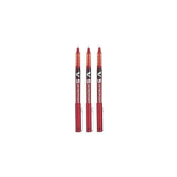 Pilot BX V5 Red Hi-Tecpoint Extra Fine Rollerball Pen 0.5mm Nib Tip 0.3mm Line Width (Pack Of 3)