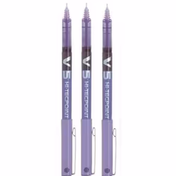 Pilot BX V5 Violet Hi-Tecpoint Extra Fine Rollerball Pen 0.5mm Nib Tip 0.3mm Line Width (Pack of 3)