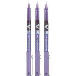 Pilot BX V5 Violet Hi-Tecpoint Extra Fine Rollerball Pen 0.5mm Nib Tip 0.3mm Line Width (Pack of 3)