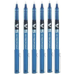 Pilot BX V5 Blue Hi-Tecpoint Extra Fine Rollerball Pen 0.5mm Nib Tip 0.3mm Line Width (Pack Of 6)