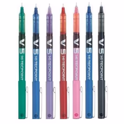 Pilot BX V5 Assorted Colour Pack Hi-Tecpoint Extra Fine Rollerball Pen 0.5mm Nib Tip 0.3mm Line Width (1 Of Each 7 Colours -  ...