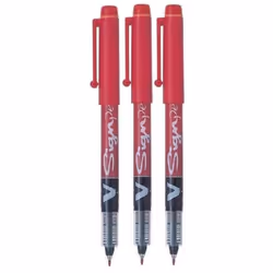 Pilot Red V Sign Pen Liquid Ink Medium 2mm Nib Tip 0.6mm Line Width V-Sign Fibre Tip Point Marker Graphics SW-VSP Pack of 3