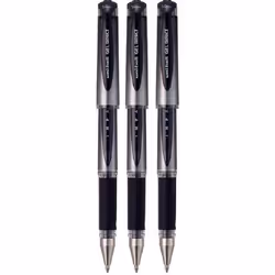 Uni Ball Black Capped (UM-153S) Gel Impact Rollerball Pen Ball Point Pens Broad 1mm Nib Tip 0.6mm Line Width Ink (Pack Of 3)