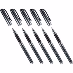 Uni Ball Black Capped (UM-153S) Gel Impact Rollerball Pen Ball Point Pens Broad 1mm Nib Tip 0.6mm Line Width Ink (Pack Of 6)