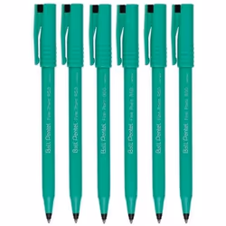Pentel Black R50 Rollerball Ball Pen Pens Fine 0.8mm Cushioned Nib Tip 0.4mm Line Width 77% Recycled (Pack Of 6)