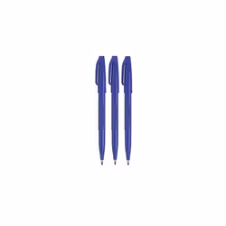 Pentel Blue Original Sign Pen S520 Fibre Tip Marker Pens Colour Fineliner 2mm Nib 1mm Line Width (Pack Of 3)