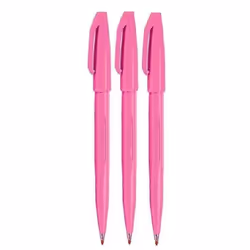 Pink Original Sign Pen S520 Fibre Tip Marker Pens Colour Fineliner 2mm Nib 1mm Line Width (Pack Of 3)