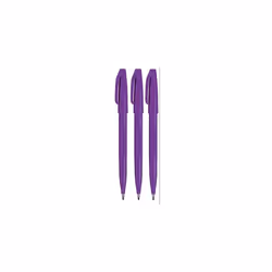 Pentel Violet Original Sign Pen S520 Fibre Tip Marker Pens Colour Fineliner 2mm Nib 1mm Line Width (Pack Of 3)