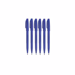 Pentel Blue Original Sign Pen S520 Fibre Tip Marker Pens Colour Fineliner 2mm Nib 1mm Line Width (Pack Of 6)