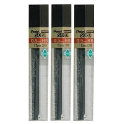 0.5mm Size HB Shade Hardness Pencil Refill Replacement Spare Leads Hi Pollymer Super For Automatic & Mechanical Pencils (Pack Of 3 Tubes - 36 Pieces)