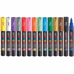 Posca PC-1M Assorted Colour Extra Fine Pack Paint Marker Pens 1mm Bullet Tip Nib Writes On Any Surface Glass Metal Wood Plast ...