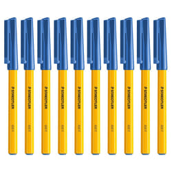STAEDTLER Fine 0.3mm Blue 430 Stick Ballpoint Pens Writing Pen Smooth Efortless Ink Flow Regulated (Pack Of 10)