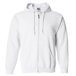 Gildan Heavy Blend Unisex Adult Full Zip Hooded Sweatshirt Top - S, White