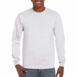 Gildan Mens Plain Crew Neck Ultra Cotton Long Sleeve T-Shirt - 2XL, Ash Grey