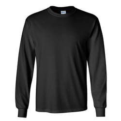 Gildan Mens Plain Crew Neck Ultra Cotton Long Sleeve T-Shirt - S, Black