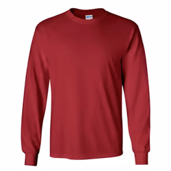 Gildan Mens Plain Crew Neck Ultra Cotton Long Sleeve T-Shirt - S, Cardinal