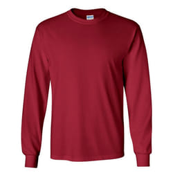 Gildan Mens Plain Crew Neck Ultra Cotton Long Sleeve T-Shirt - S, Cardinal