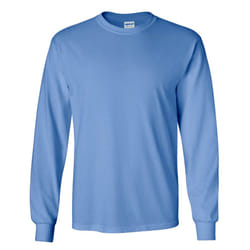 Gildan Mens Plain Crew Neck Ultra Cotton Long Sleeve T-Shirt - S, Carolina Blue