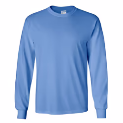 Gildan Mens Plain Crew Neck Ultra Cotton Long Sleeve T-Shirt - L, Carolina Blue