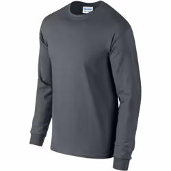 Gildan Mens Plain Crew Neck Ultra Cotton Long Sleeve T-Shirt - M, Charcoal