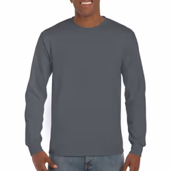 Gildan Mens Plain Crew Neck Ultra Cotton Long Sleeve T-Shirt - M, Charcoal