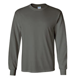 Gildan Mens Plain Crew Neck Ultra Cotton Long Sleeve T-Shirt - 2XL, Charcoal