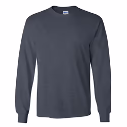 Gildan Mens Plain Crew Neck Ultra Cotton Long Sleeve T-Shirt - XL, Dark Heather