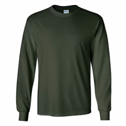 Gildan Mens Plain Crew Neck Ultra Cotton Long Sleeve T-Shirt - 2XL, Forest Green