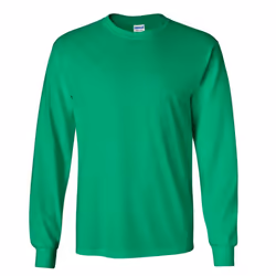 Gildan Mens Plain Crew Neck Ultra Cotton Long Sleeve T-Shirt - L, Irish Green