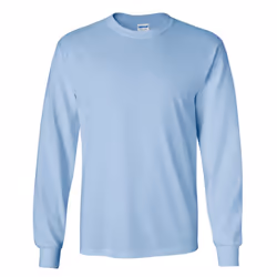 Gildan Mens Plain Crew Neck Ultra Cotton Long Sleeve T-Shirt - L, Light Blue
