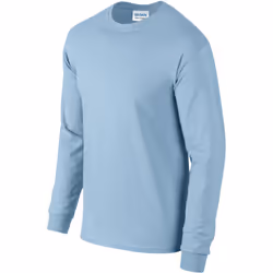Gildan Mens Plain Crew Neck Ultra Cotton Long Sleeve T-Shirt - L, Light Blue