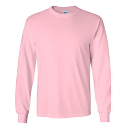 Gildan Mens Plain Crew Neck Ultra Cotton Long Sleeve T-Shirt - L, Light Pink