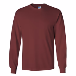 Gildan Mens Plain Crew Neck Ultra Cotton Long Sleeve T-Shirt - S, Maroon
