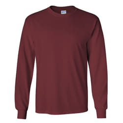 Gildan Mens Plain Crew Neck Ultra Cotton Long Sleeve T-Shirt - S, Maroon