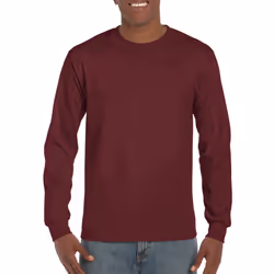 Gildan Mens Plain Crew Neck Ultra Cotton Long Sleeve T-Shirt - S, Maroon