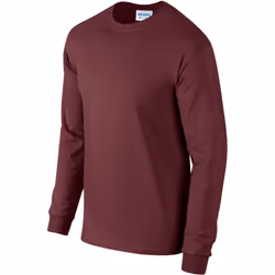 Gildan Mens Plain Crew Neck Ultra Cotton Long Sleeve T-Shirt - XL, Maroon