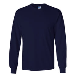 Gildan Mens Plain Crew Neck Ultra Cotton Long Sleeve T-Shirt - L, Navy