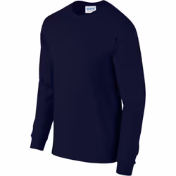 Gildan Mens Plain Crew Neck Ultra Cotton Long Sleeve T-Shirt - L, Navy