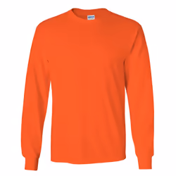 Gildan Mens Plain Crew Neck Ultra Cotton Long Sleeve T-Shirt - 2XL, Orange