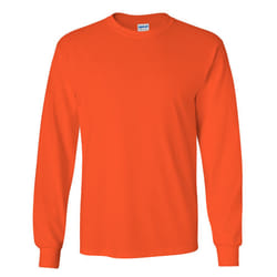 Gildan Mens Plain Crew Neck Ultra Cotton Long Sleeve T-Shirt - 2XL, Orange