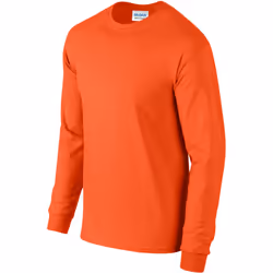 Gildan Mens Plain Crew Neck Ultra Cotton Long Sleeve T-Shirt - 2XL, Orange