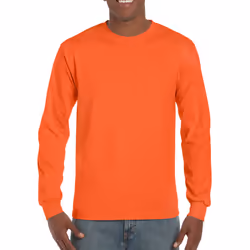 Gildan Mens Plain Crew Neck Ultra Cotton Long Sleeve T-Shirt - 2XL, Orange