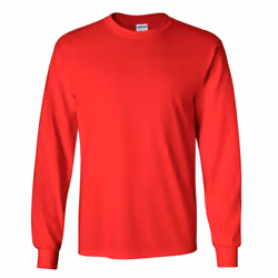 Gildan Mens Plain Crew Neck Ultra Cotton Long Sleeve T-Shirt - 2XL, Red